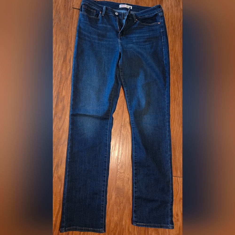 Signature by Levi Strauss Dark Blue Straight Leg Jeans